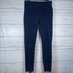 SPANX Skinny Blue Leopard Print Denim‎ Leggings Jeans Pants Size Medium